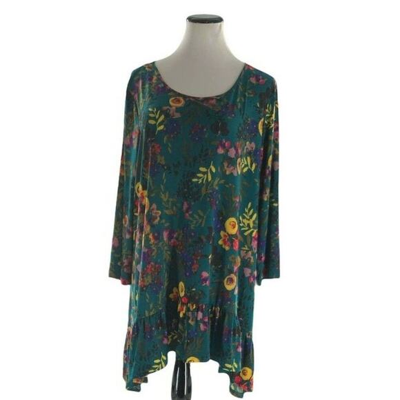 Nina Leonard Womens Tops Multicolor Floral Printed Stretch Blouse Plus Size 2X - Picture 1 of 7